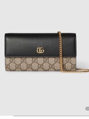 Gucci Bi-Color GG Marmont Wallet on a Chain